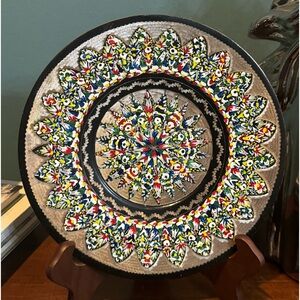 Enamel on Brass + Copper Multicolor 10 inch Decorative Plate Hand Made